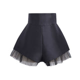 Mesh Lining High Waist Shorts Black