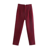 Chic Straight Leg Pants Burgundy