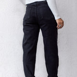 High Waist Straight Leg Jeans Black