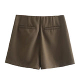 High Waist Lightweight Skort Brown