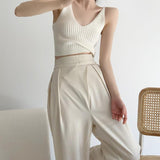 Sleeveless Knitted Crop Top White