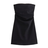 Sleeveless Ruched Mini Dress Black