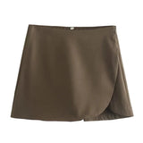 High Waist Lightweight Skort Brown