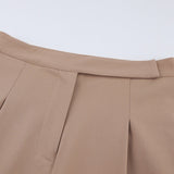 High Waist Pleated Wide Leg Pants Khaki