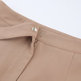 High Waist Pleated Wide Leg Pants Khaki