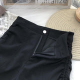 High Waist Drawstring Shorts Black