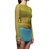 Knitted Casual Long Sleeve Top Green