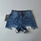 Distressed Denim Shorts Dark Blue