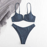 2-Piece Push Up Bikini Gray Blue