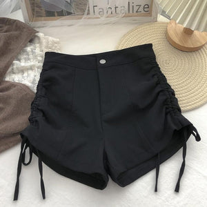 High Waist Drawstring Shorts Black