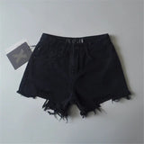 Distressed Denim Shorts Black