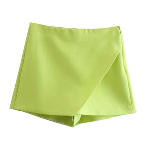 Candy Color Asymmetrical Skort Lime