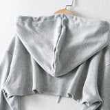 Crop Cut Out Basic Hoodie Gray