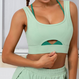 Sleeveless Layered Workout Top Green