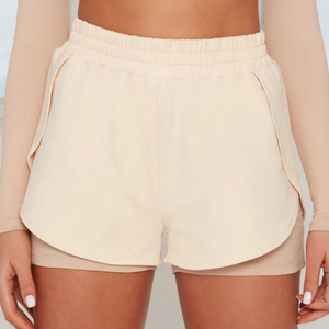 Two Tone Workout Shorts Tan