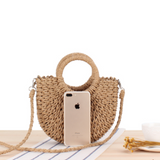 Handmade Crossbody Straw Handbag Brown