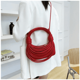 Braided Knotted Shoulder Bag Red