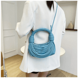 Braided Knotted Shoulder Bag Light Blue