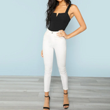 V-Cut Minimalist Bodysuit Black