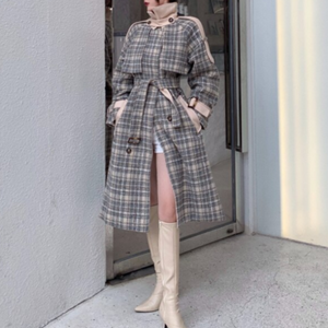 Plaid Coat With Belt Plaid