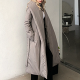 Hooded Long Puffer Parker Coat Gray