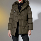 Ultra Light Belted Warm Puffer Parka Coat Brown