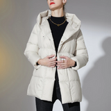 Ultra Light Belted Warm Puffer Parka Coat Beige