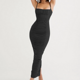 Corset Ruched Maxi Dress Black