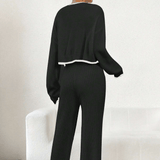 2-Piece Knitted Contrast Sweater and Pants Set