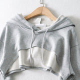 Crop Cut Out Basic Hoodie Gray