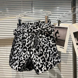 High Waist Leopard Belted Shorts Black