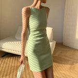 Sleeveless Elegant Spaghetti Strap Mini Dress Mint