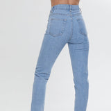 High Waist Straight Leg Jeans Light Blue