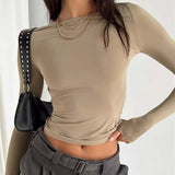 Basic Long Sleeve Top Khaki