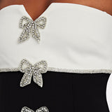 Strapless Embellished Two-Tone Mini Dress Black-White