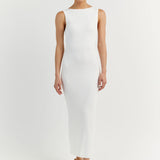 Cotton Sleeveless Knitted Maxi Dress White