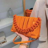 Striped Chain Crossbody Handbag Orange