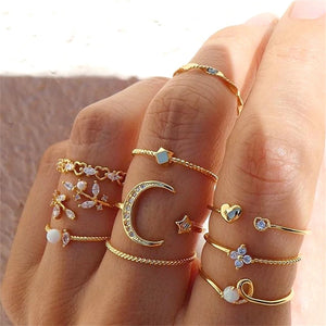 Bohemian Chain Ring Set Gold