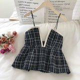 Plaid V-Neck Camisole Black