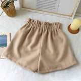 Elastic Thick Warm Woolen Shorts Beige