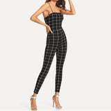 Spaghetti Strap Jumpsuit Grid