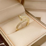 Resizable Pave Nail Ring Gold