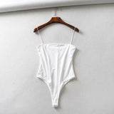 Double Layer Spagehtti Strap Bodysuit White