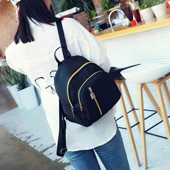 Gold Zipper Backback Black