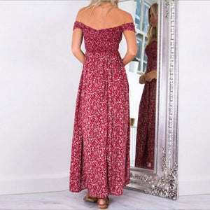 Strapless Boho Maxi Dress Red