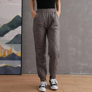 Cotton Padded Down Sweatpants Gray