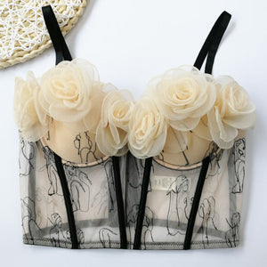 Laced Floral Corset Beige