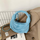 Braided Knotted Shoulder Bag Light Blue