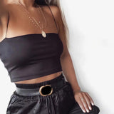 Minimalistic Cami Crop Top Black