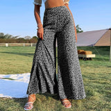 Floral Print Baggy Pants Black